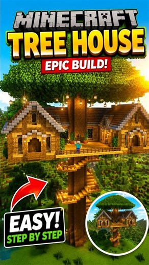 Easy Minecraft Treehouse Build Tutorial 🌳 #Shorts