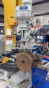 Cable winch drum needing some set screw holes drill & tapped. The old existing set screws were completely seized & rusted into place so we opted for the solution to just replace them. This means having to perform some extended reach drilling & tapping with the holes being next to the flange. #abom79 #manualmachining #industrialrepair #machineshop #machinisttools | Abom79