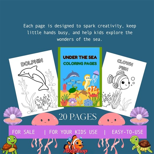 Under the Sea Coloring Pages for Kids, Ocean Animals Printable Coloring PDF - Etsy Canada