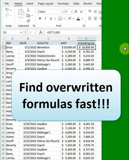 Find overwritten formulas fast! #tutorial #spreadsheets #excel #spreadsheettips