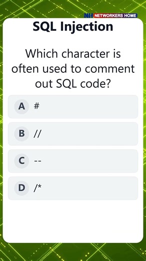 Which Character Is Used to Comment SQL Code? | SQL Interview Question! #cybersecurity #sql #quiz