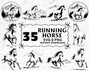 Running Horse SVG PNG Bundle: Equestrian Silhouette Clipart (digital Download - Etsy