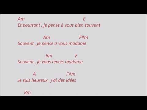 Claude Barzotti - Madame . Texte déroulant avec accords et chanson pour accompagner a la guitare .