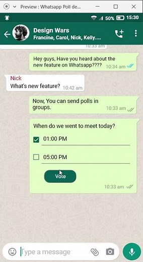 Poll feature in WhatsApp