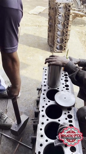 How to Install Engine Liner 🛠️ #engineblock #engine #mechanic #truck #liner #tools #shortsfeed #yt