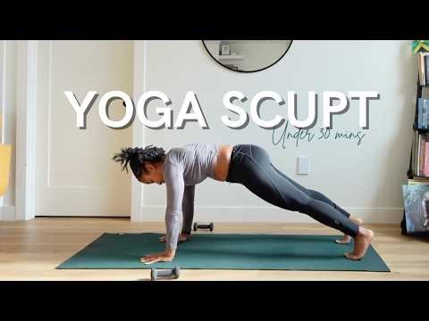 Yoga Sculpt with Weights + Under 30 mins | Beginner Friendly