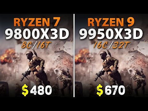 Ryzen 7 9800X3D vs Ryzen 9 9950X3D - Test in 10 Games
