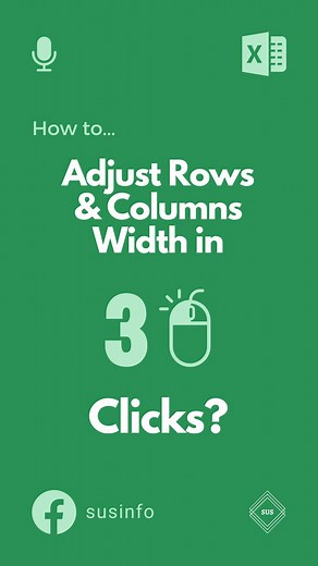 How to Adjust Rows and Columns Width in Excel? Did You Know you could Auto Adjust Rows and columns Width in 3 Clicks? Let's see that in this #tutorialreel #excel #exceltips #exceltricks #dataentry #accounting #exceltipsandtricks #finance #exceltutorials #spreadsheets #exceltraining #workfromhome2023 #wfhtips #learnexcel #susinfo | SUS INFO