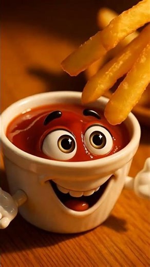 Golden Crispy Fries 🍟 with Ketchup in Takeout Box | Yummy Snack Short