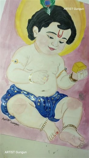 Little Krishna Painting: Step-by-Step Watercolor Tutorial for Beginners #shorts #painting