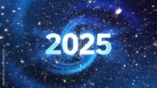 Dynamic futuristic countdown flashes forward to the exciting year 2025 with digital energy streaks