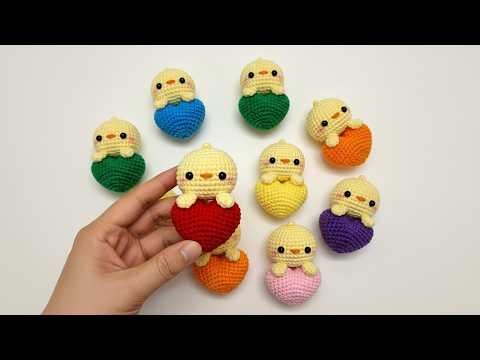 🐣 Crochet Chick With Heart Keychain ❤️ Easy & Cute Amigurumi
