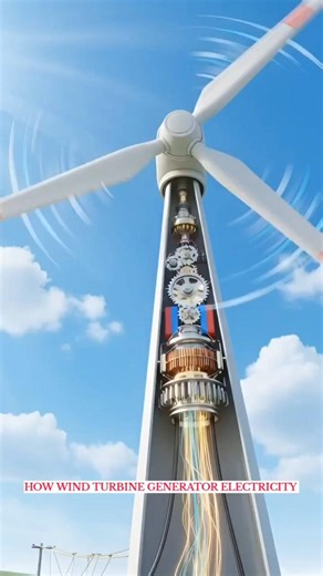 ⚡How Wind Turbines Generate Electricity 💡 #windturbine #sciencefacts #engineering #technology