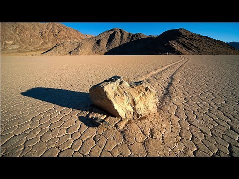 Sailing Stones of Racetrack Playa - Death Valley - Wandering, Trail Leaving Rocks of a Flat Basin