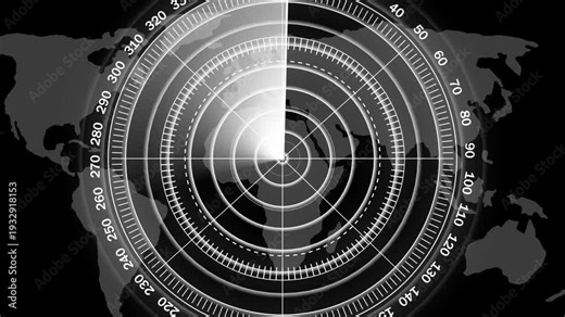 Radar screen showing scan results, multiple targets detected. radar screen display with sector sweep and concentric circles. Radar screen showing scan. 4k animation.