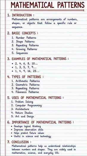 Mathematical Patterns | Homework Help | Mathematics Project