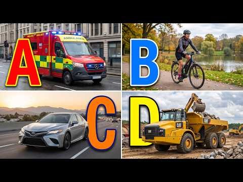 ABC Vehicles Song A to Z | Learn Alphabet with Transport & Cars | Phonics Song for Kids