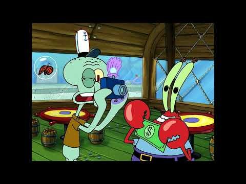 Squidward Telling Mr. Krabs to Hold Still while Wormy Lurking Behind for 10 Hours