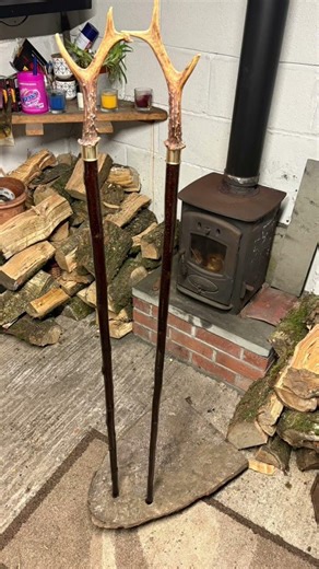 Set of roe buck thumb sticks #stickmaking #woodscraft #hikingequipment completed