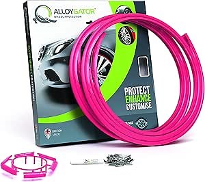 AlloyGator Pink Rim Protector for Car Wheels (Fits 12-19" Wheel Diameter) - Pack of 4 Premium Alloy Wheel Protector to Avoid Scratches & Scuffs - Adhesive Free Curb Rash Rim Protectors
