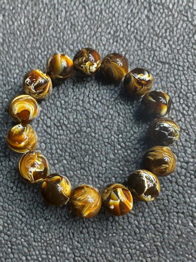 14mm Root Coffee Amber Bracelet | Genuine Fossilized Tree Resin - UV Reactive - Etsy