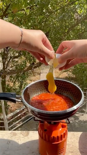 Make my breakfast with me🍅🐣#egg#foodie#naturelovers #cookinginnature #eggfried