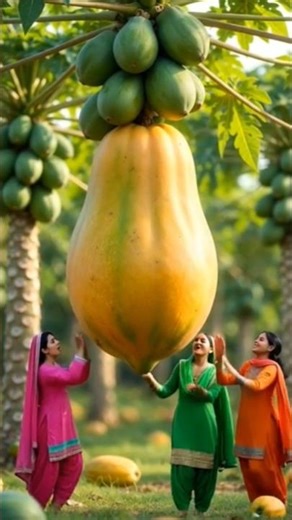 Miniature papaya Shake | Tiny Punjabi Women Make Giant Fruit Juice | Hyper-Realistic art#ai#shorts