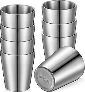 Mimorou 8 Pack Stainless Steel Insulated Cup 10 oz Metal Tumbler Double Wall Vacuum Water Glasses Camping Reusable Mugs Bbq Home Office Party Coffee
