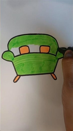 How to draw sofa easy| Step by step tutorial for drawing & coloring|art for beginners & kids #shorts