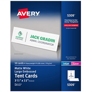 Avery Tent Cards, 3.5" x 11", Embossed Border, 50ct (5309)