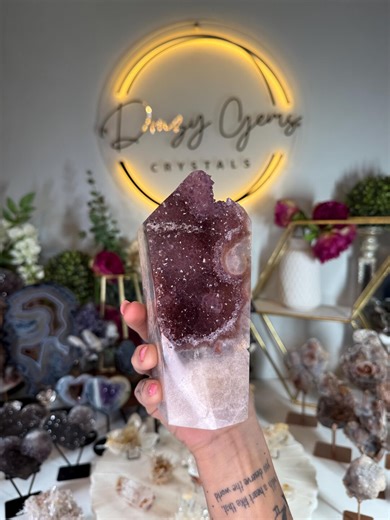Druzy Pink Amethyst Tower - Etsy