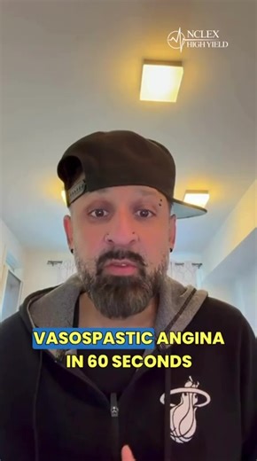 VASOSPASTIC ANGINA IN 60 SECONDS! Understand the core concepts with Dr. Z: * Angina = Chest Pain. * Vasospastic = Coronary artery spasm that restricts blood flow to the heart. * Treatment = Calcium Channel Blockers (Amlodipine, Nicardipine, Nifedipine) to relieve the spasm. Stop memorizing, start understanding! #nclexprep #NCLEXTips #nclex