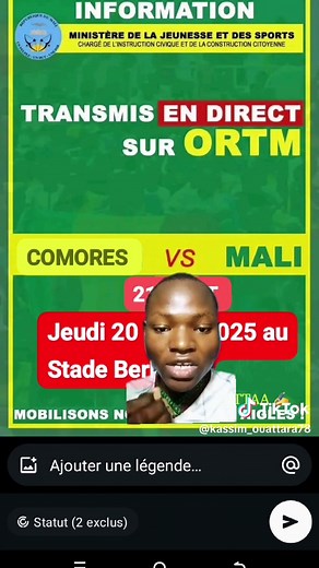 Match Comores vs Mali en Direct le 20 Mars 2025