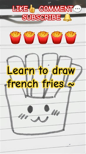 How to draw french fries 🍟✨️|simple drawing| #drawing #easy #frenchfries #fingerchips #shorts