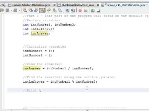 011 - Using Operators and Modulus Division In Java
