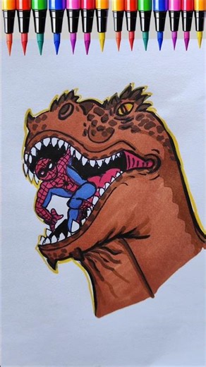 How to draw Spidey and His Amazing Friends with T-rex Spider Spider-man #spiderman #drawing #shorts