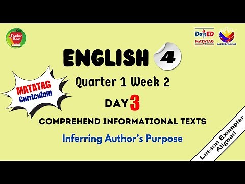 ENGLISH 4 QUARTER 1 WEEK 2 | INFORMATIONAL TEXTS | INFERRING AUTHOR'S PURPOSE | MATATAG CURRICULUM