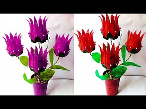 How to Make Easy Plastic Bottle Flowers step by step | red rose making idea