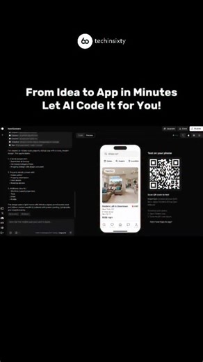 Techinsixty | AI | Apps | Web | It uses React Native with Expo, so you can test your app live on your phone while building. Just describe your idea and start customizing... | Instagram