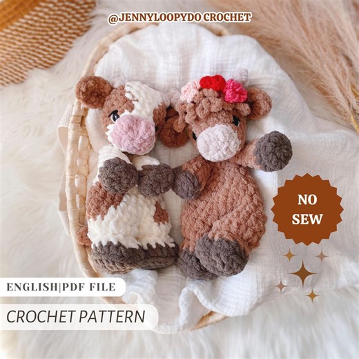 Crochet Cow & Highland Cow Lovey Pattern | No-sew (PDF Pattern) - Etsy Canada