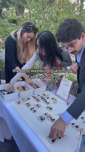 all the guests had the best time putting together their lego pieces. Truly such a great idea!!!! #weddingtiktok #weddingguestbook #weddingtok #weddingtips