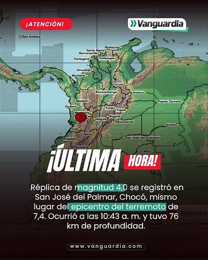 Réplica de magnitud 4,0 sacude San José del Palmar, Chocó | Vanguardia