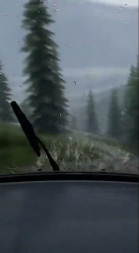 Enjoying solitude driving in the middle of storm