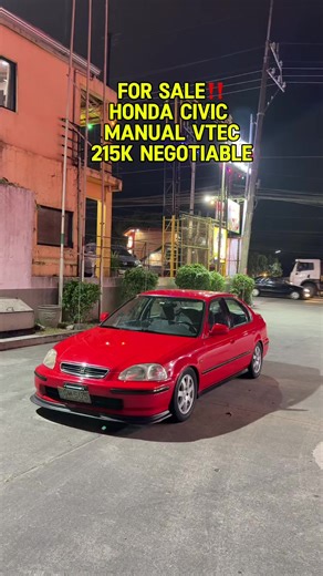 For Sale‼️ Sa mga naghahanap ng pogi at maayos na Civic baka para sayo nato ❤️❤️❤️ HONDA CIVIC (BIGOTE) ✅MANUAL TRANSMISSION ✅Ice Cold Aircon ✅Well Maintained ✅Power antenna working ✅SHINY PAINT(INTERNATIONAL RED) ✅PH16A VTEC Engine ✅1997 MODEL ✅AUTOMATIC RAD FAN (Not rekta) ✅Newly change Oil ✅Coolant ✅SIMOTA Air Filter ✅Stock Headers 4-2-1 ✅Scuv 18s ✅TACTICAL CHIN ✅SIR 15's Mags ✅95% All Tires) ✅ PIONEER Headunit ✅All Speakers working ✅All Gauge Working ✅All Power Window Working ✅Fresh Interior