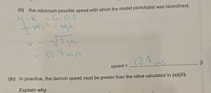 (ii) the minimum possible speed with which the model parachutis... | Filo