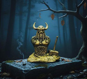 Odin Bust Statue With Mjolnir, Norse Pagan Altar Decor - Etsy Canada
