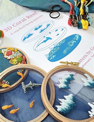 3D Coral Reef Embroidery Pattern - Etsy