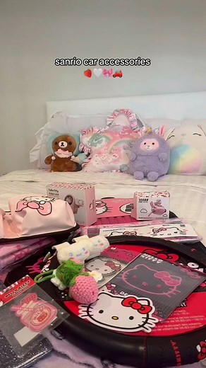 Lucia Ling on Instagram: "pov: u got your first car 🫶🏼🎀 follow me on tiktok @ lucia_meep for more 🌸 if the quality to this video comes out bad i will literally cry ( this is my 3rd time uploading and im about to log off and stress bake muffins ) #sanrio #sanriogirl #caraccessories #digitaldiary"
