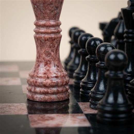 Handcrafted Marble Chess Set – 15 Inch Black Rose Pink Board With Pieces, Engraved Gift - Etsy