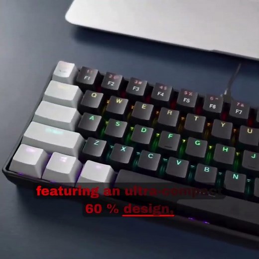 APAYADO K61 Wired Mechanical Keyboard 60% Compact (61 Keys) RGB Backlit Portable Design #shortvideo